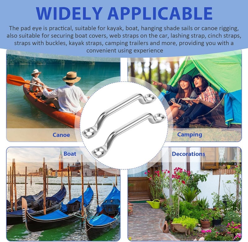 Yaocom Stainless Steel Footman Loop with Flat Head Tapping Screws Bimini Top Strap Footman Loop for Kayak, Boat - Image 5